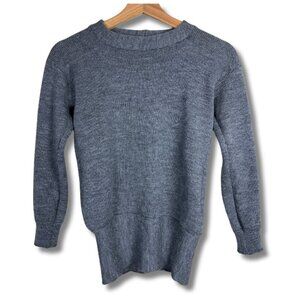 Souchi Women's 100% Extra Fine Merino Wool Sweater Hand Loomed Gray Petite